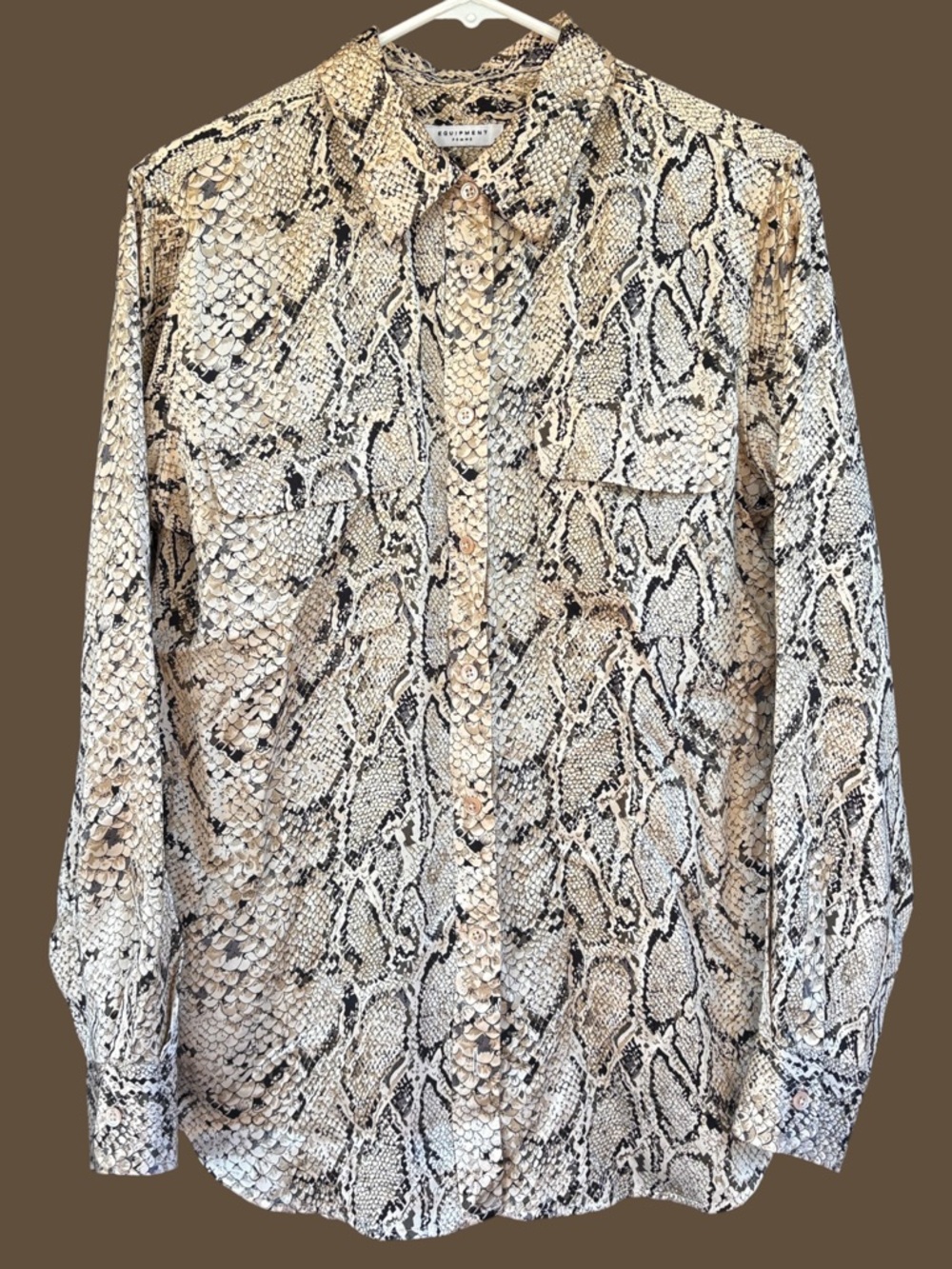 EUC Equipment Femme Silk Button Front Blouse Snakeskin Size Medium